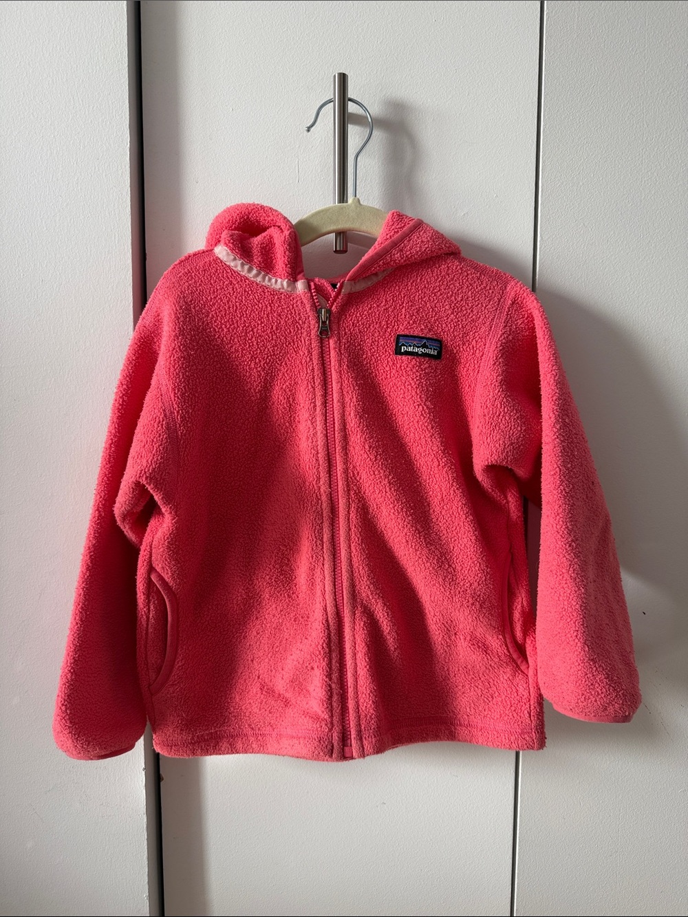 Patagonia Kids Hot Pink Hooded Fleece Zip-Up